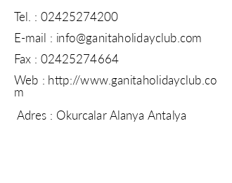 Ganita Holiday Club iletiim bilgileri